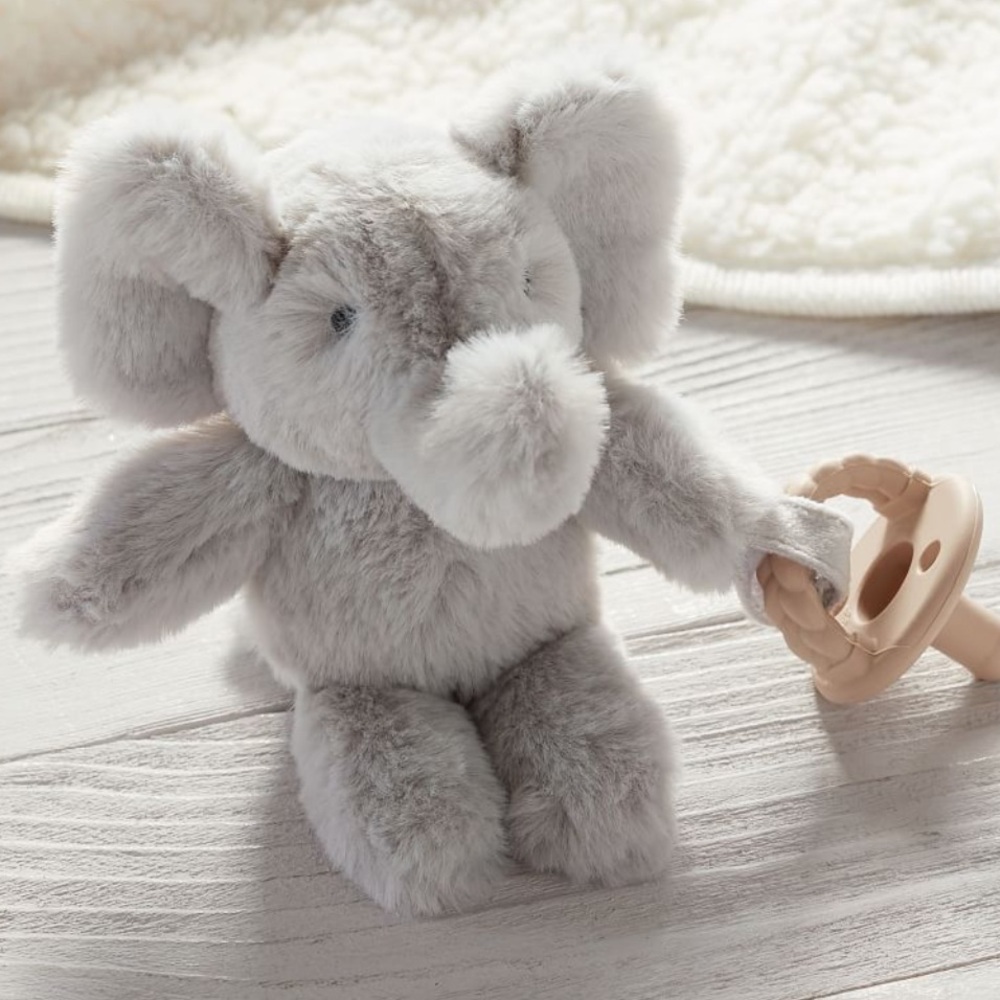 NWOT Pottery Barn Kids Elephant Critter Plush Pacifier Holder